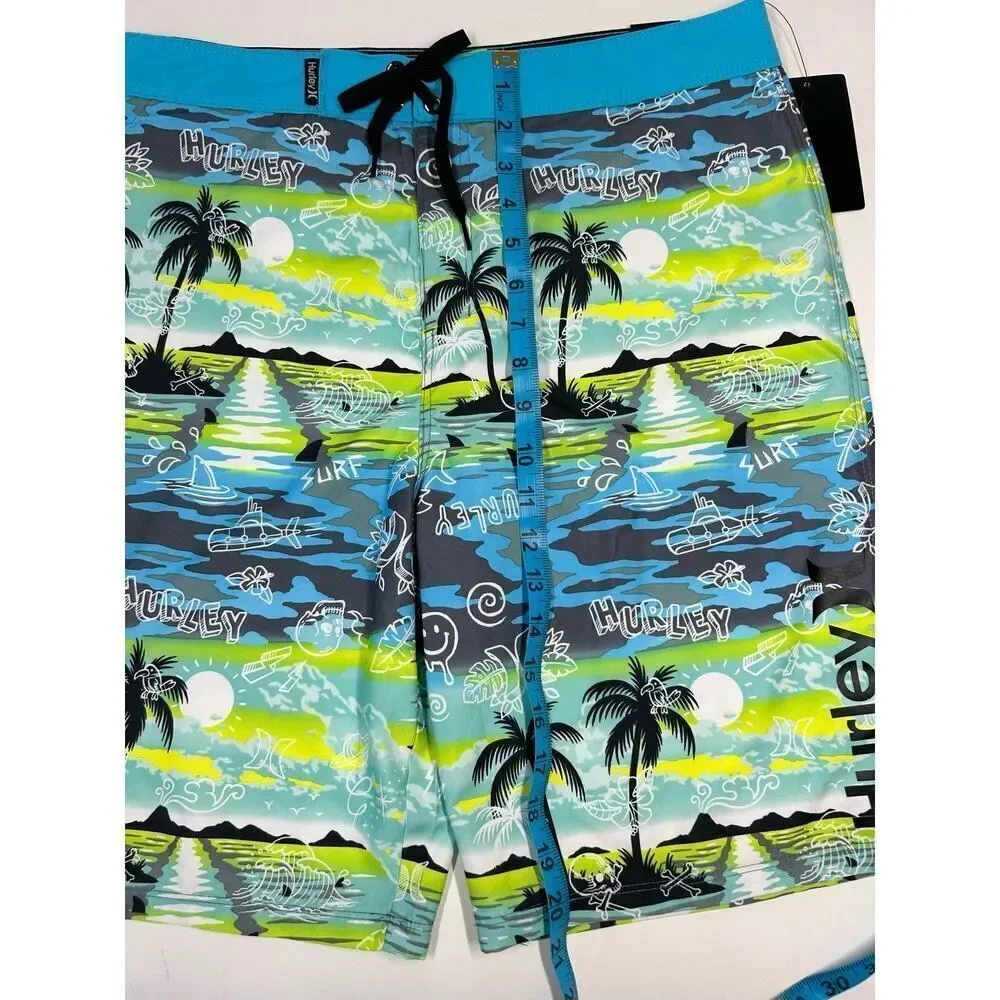 Hurley Boys Blue Lazer Swim Trunks with Stencil Graphics‎ Size 20/30